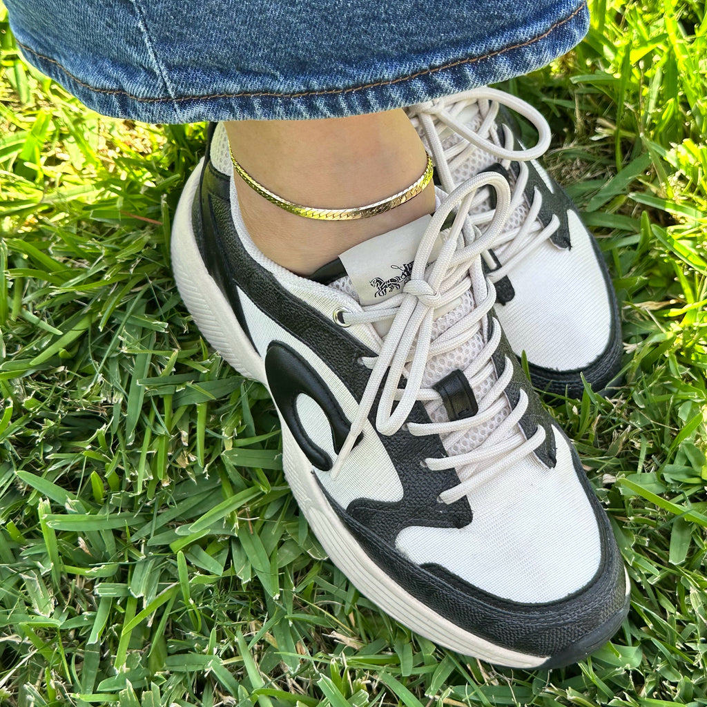 18K Gold Filled Diamond Cut Herringbone Anklet