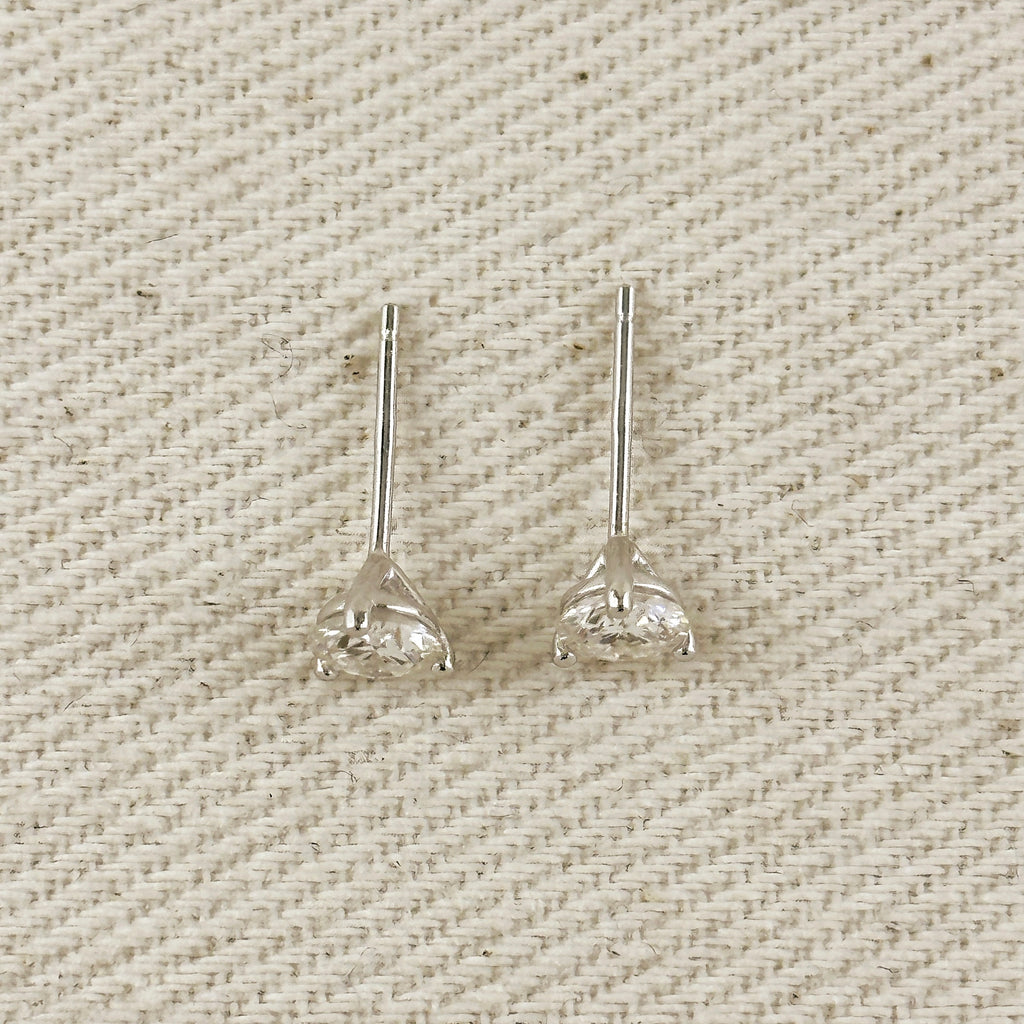 .925 Sterling Silver Rhodium Plated 1.0ct Moissanite Stud Earrings