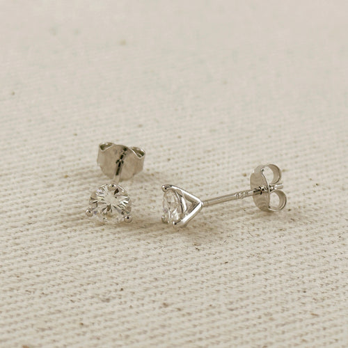 .925 Sterling Silver Rhodium Plated 1.0ct Moissanite Stud Earrings