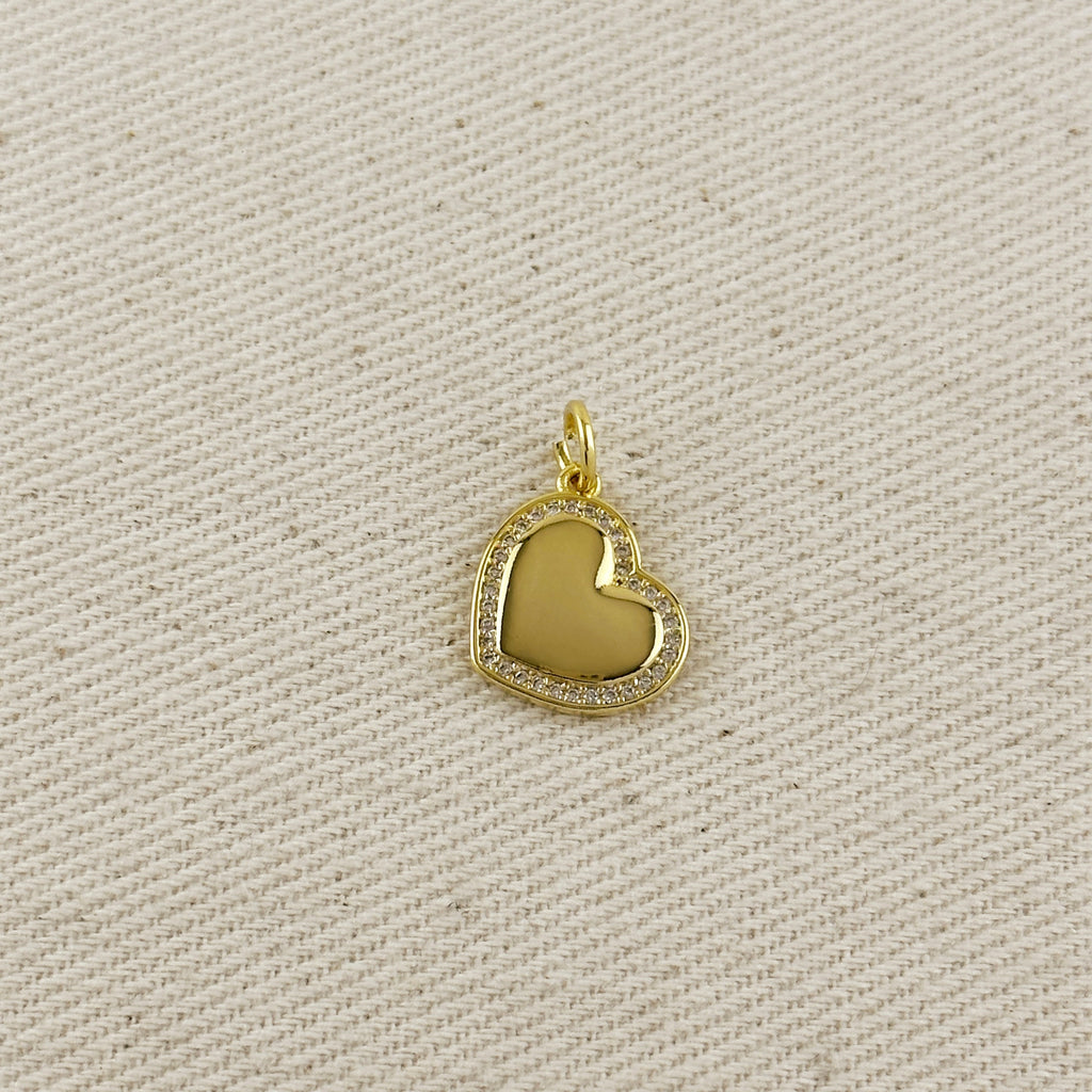 18k Gold Filled CZ Polished Heart Pendant