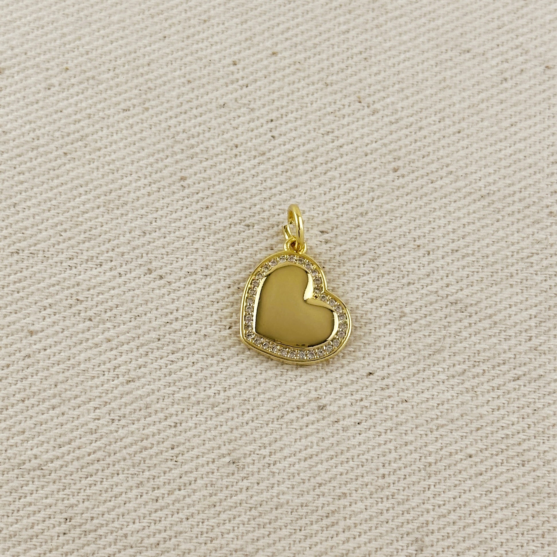 18k Gold Filled CZ Polished Heart Pendant