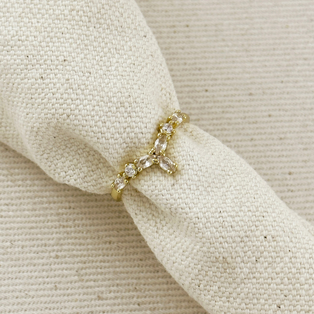 18k Gold Filled  Mixed CZ Y Ring