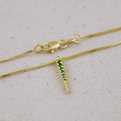 18k Gold Filled Emerald CZ Spear Necklace