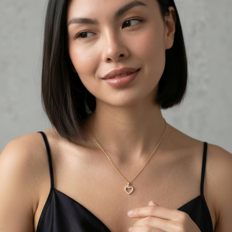 18k Gold Filled CZ Heart Necklace