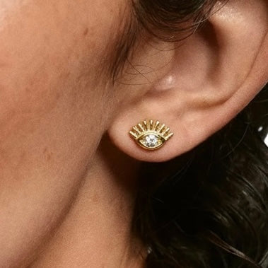 18k Gold Filled Mini CZ Eye Stud Earrings