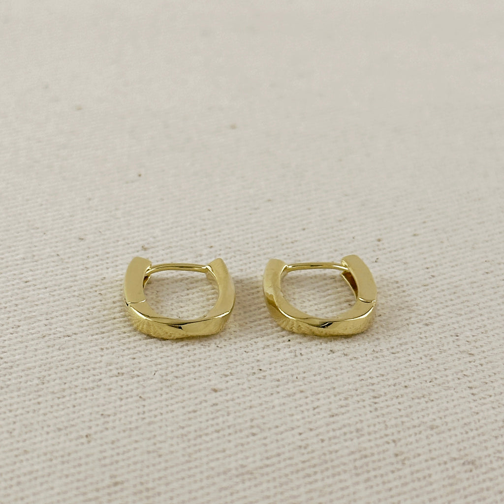 18k Gold Filled Slight Twist Oblong Hoop Earrings
