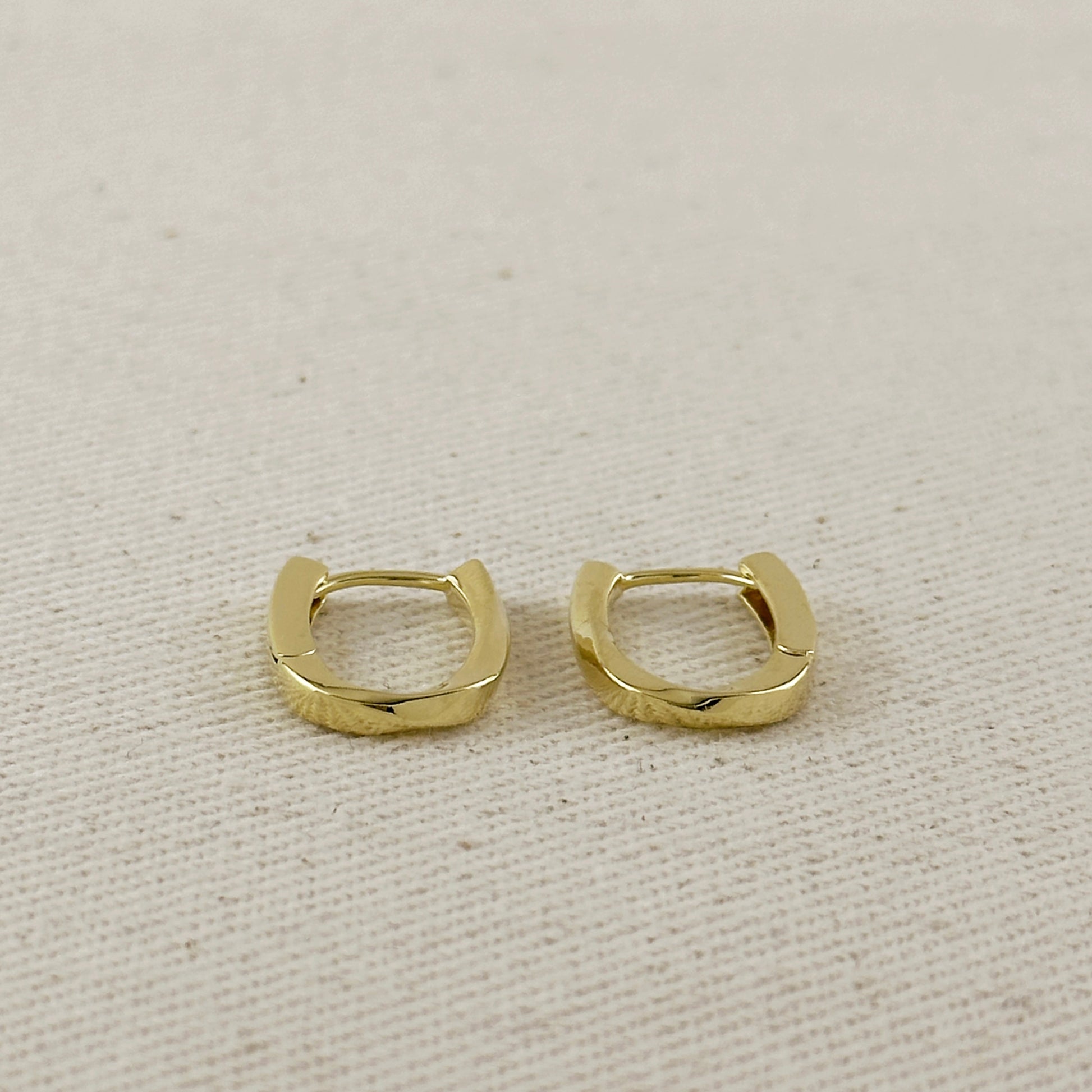 18k Gold Filled Slight Twist Oblong Hoop Earrings