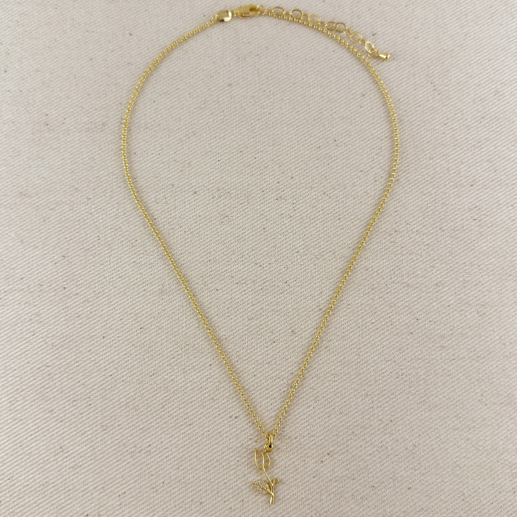 18k Gold Filled Tulip Charm Necklace