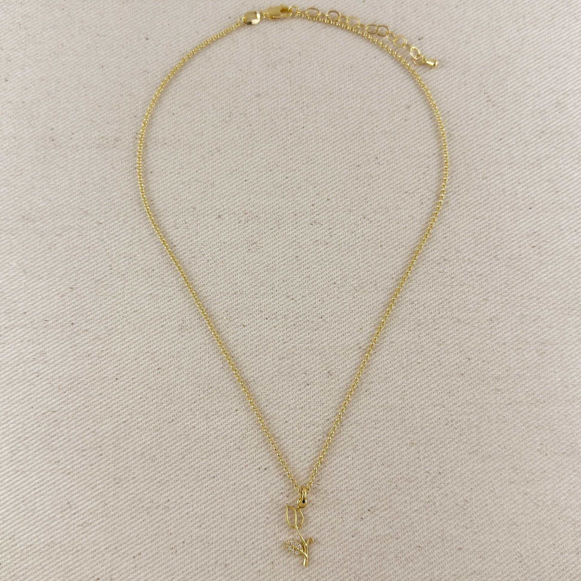 18k Gold Filled Tulip Charm Necklace