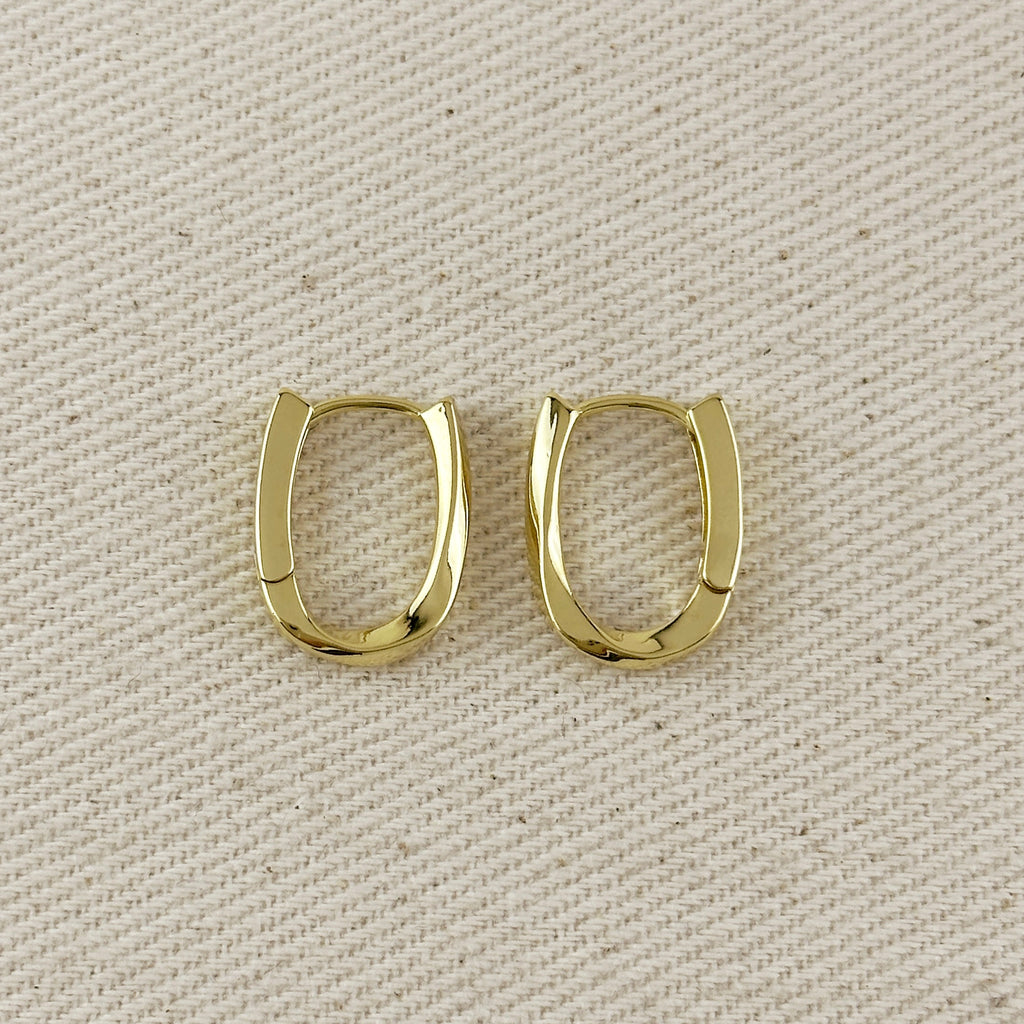 18k Gold Filled Slight Twist Oblong Hoop Earrings