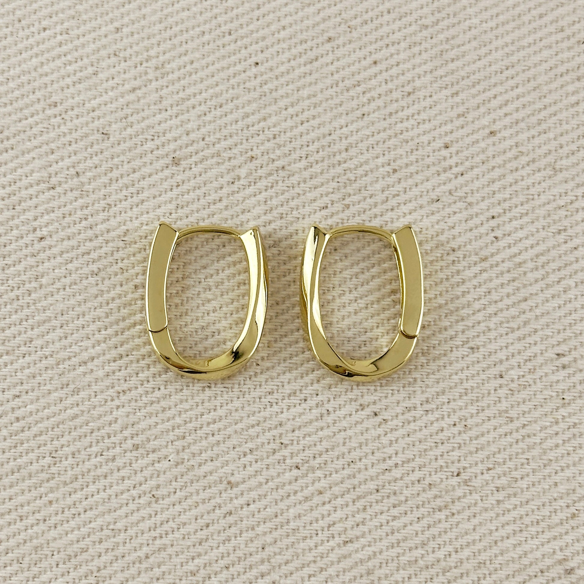 18k Gold Filled Slight Twist Oblong Hoop Earrings