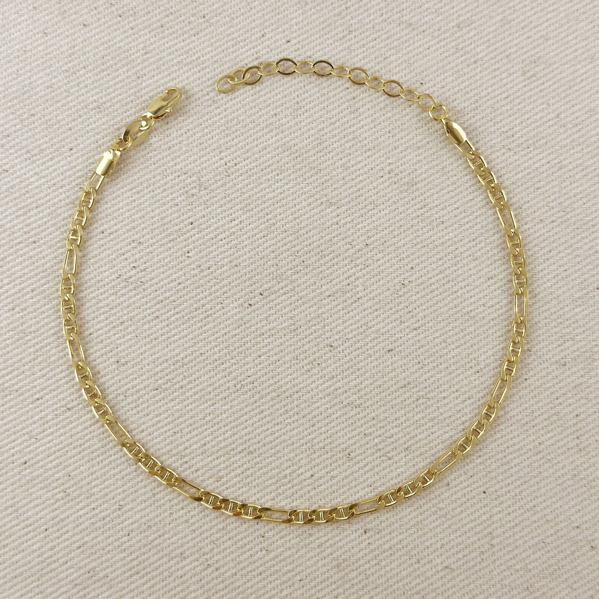 18k Gold Filled 3.5mm Figaro Mariner 'Figarucci' Anklet