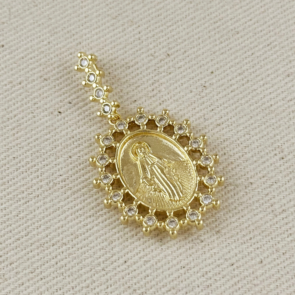18k Gold Filled Double Sided Lady Mother of Grace Pendant