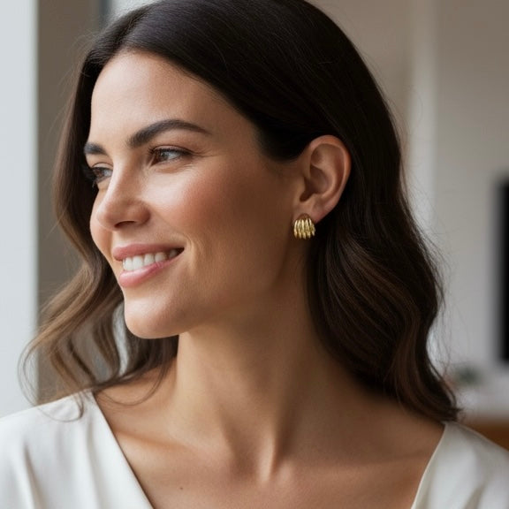 18k Gold Filled Groove C-Hoop Earrings