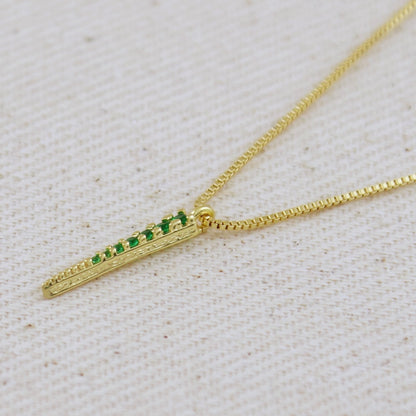 18k Gold Filled Emerald CZ Spear Necklace