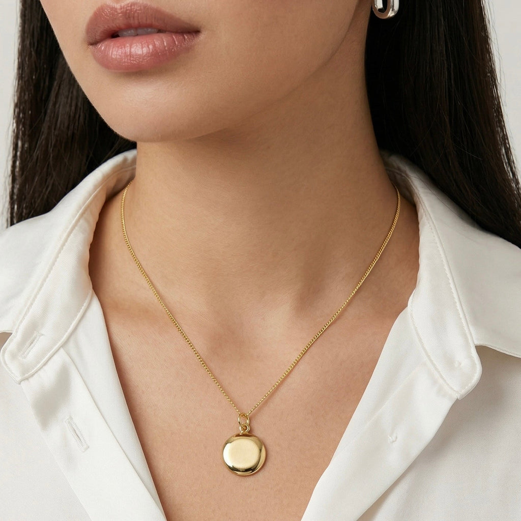 18k Gold Filled Round Locket Necklace