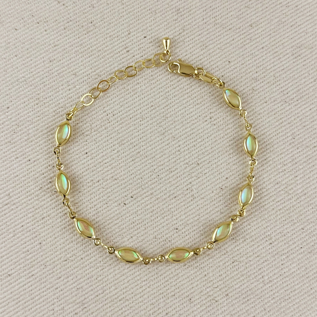 18k Gold Filled Ellipse Opal Bracelet