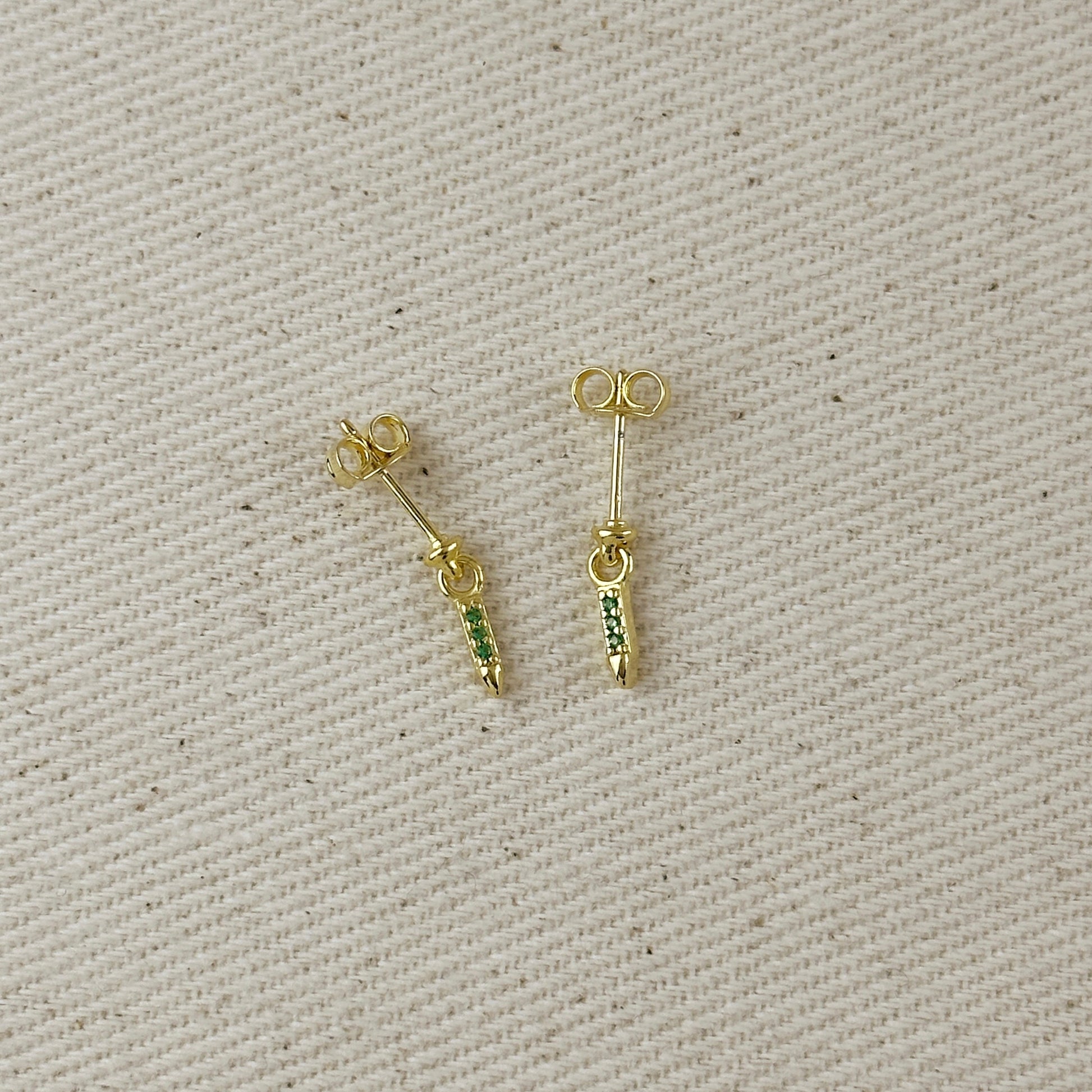 18k Gold Filled Emerald CZ Spear Drop Earrings