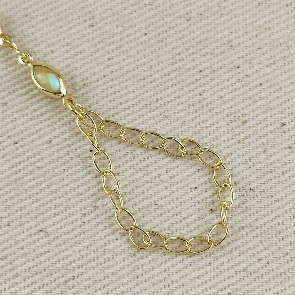 18k Gold Filled Ellipse Opal Hand Chain