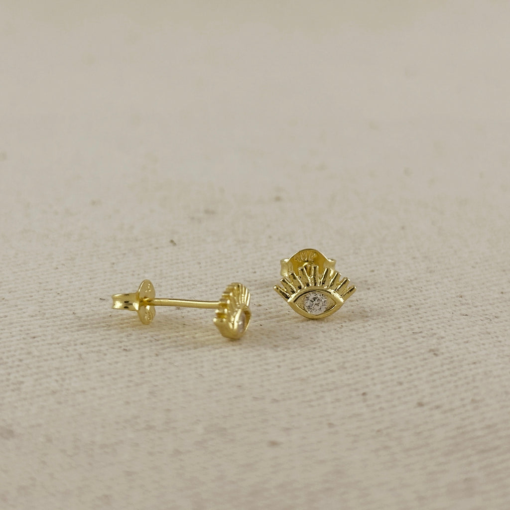18k Gold Filled Mini CZ Eye Stud Earrings