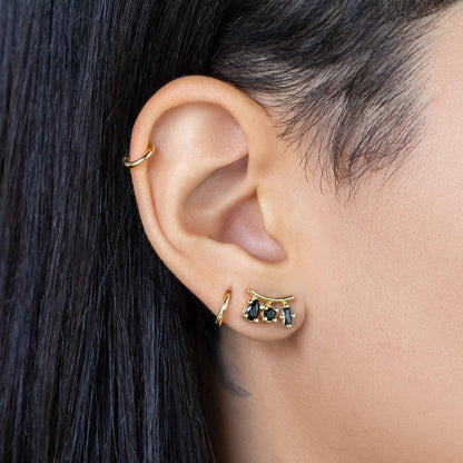 18k Gold Filled Black Cubic Zirconia 3-Shapes Stud Earrings
