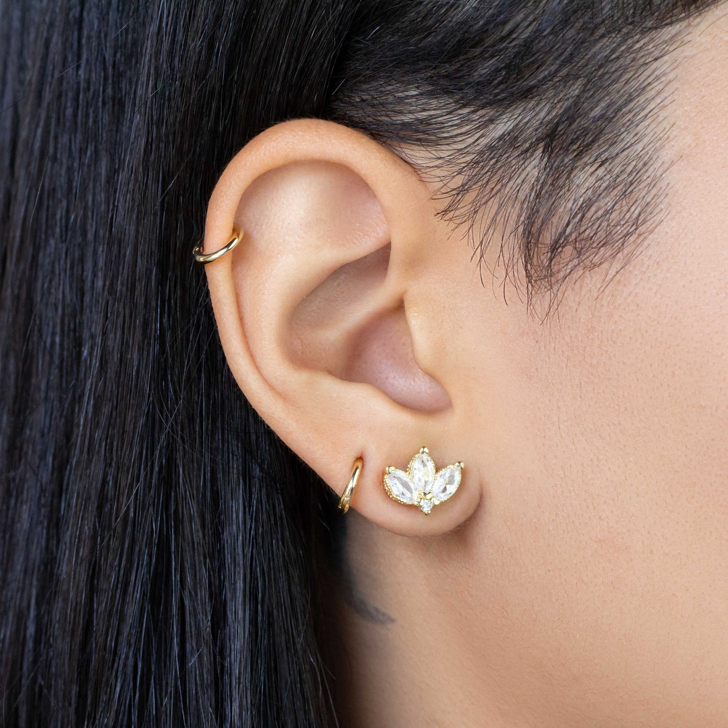 Vintage Lotus Flower Stackable Earrings