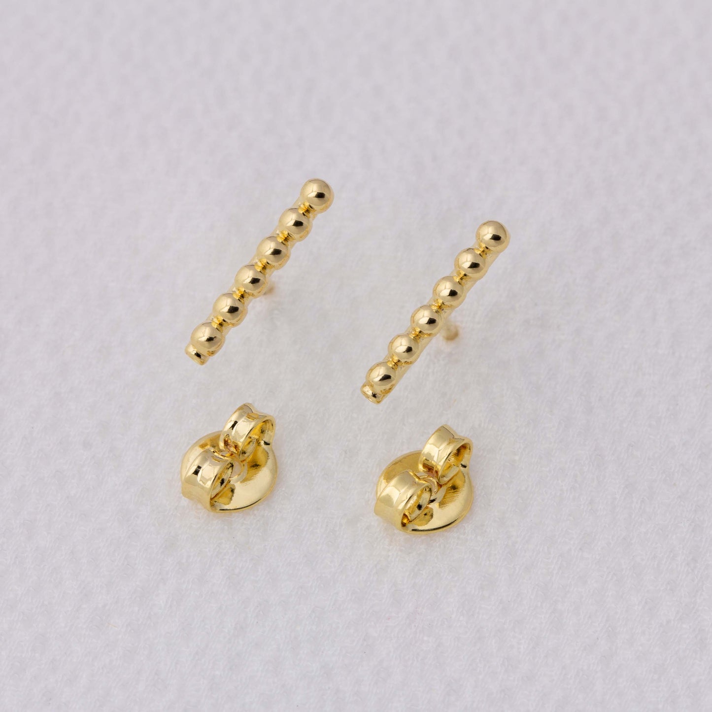 18k Gold Filled Beaded Bar Stud Earrings