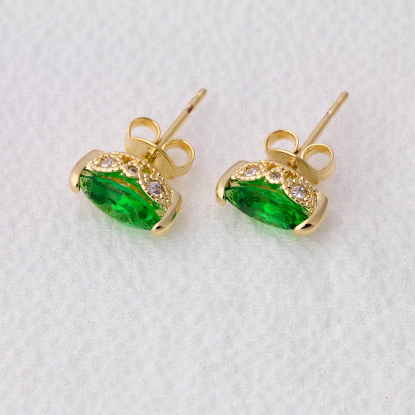 Vintage Marquise Emerald Stackable Earrings
