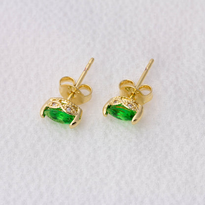 Vintage Marquise Emerald Stackable Earrings