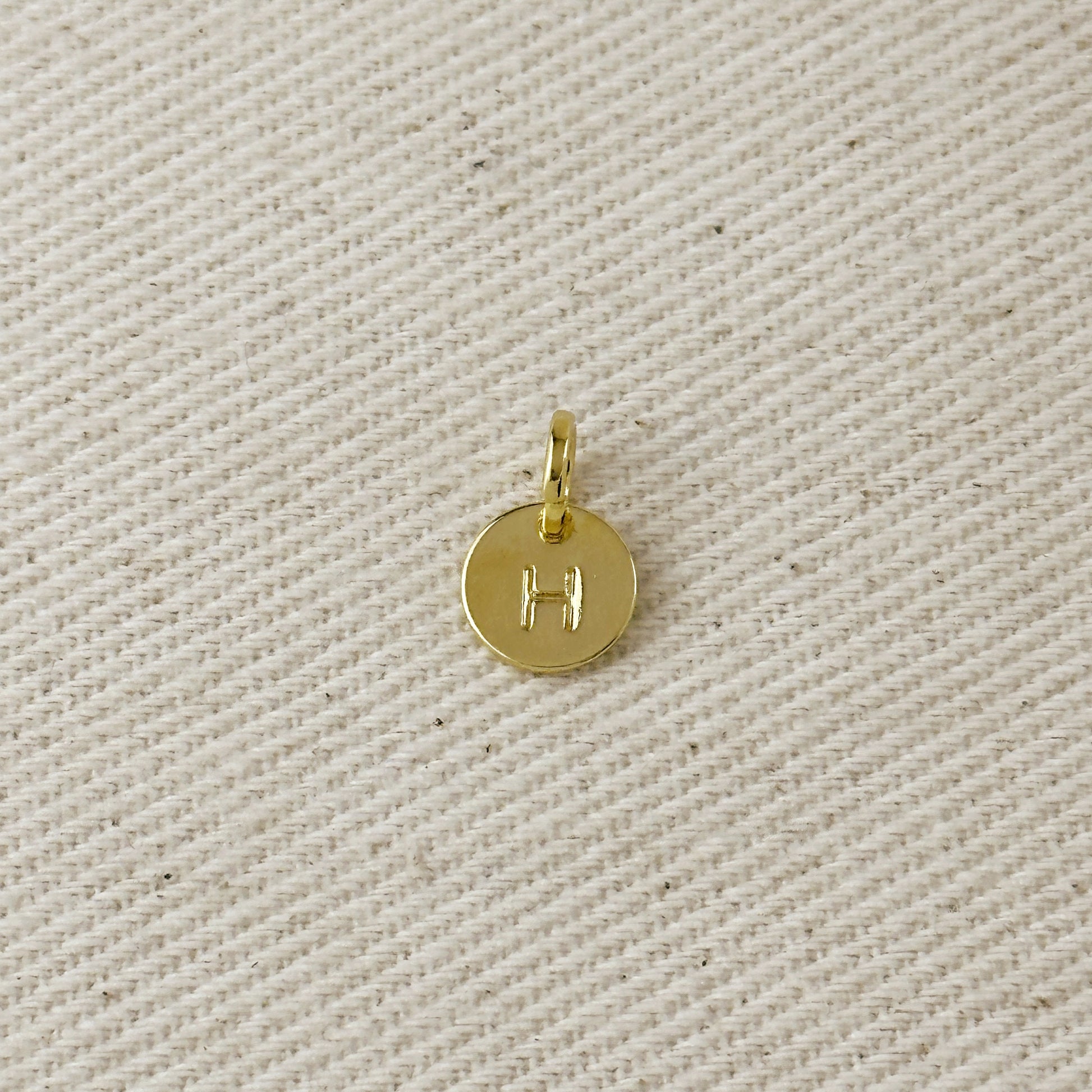 Stamped Tiny Initial Letter Charm in 18k Gold Filled Complete Alphabet