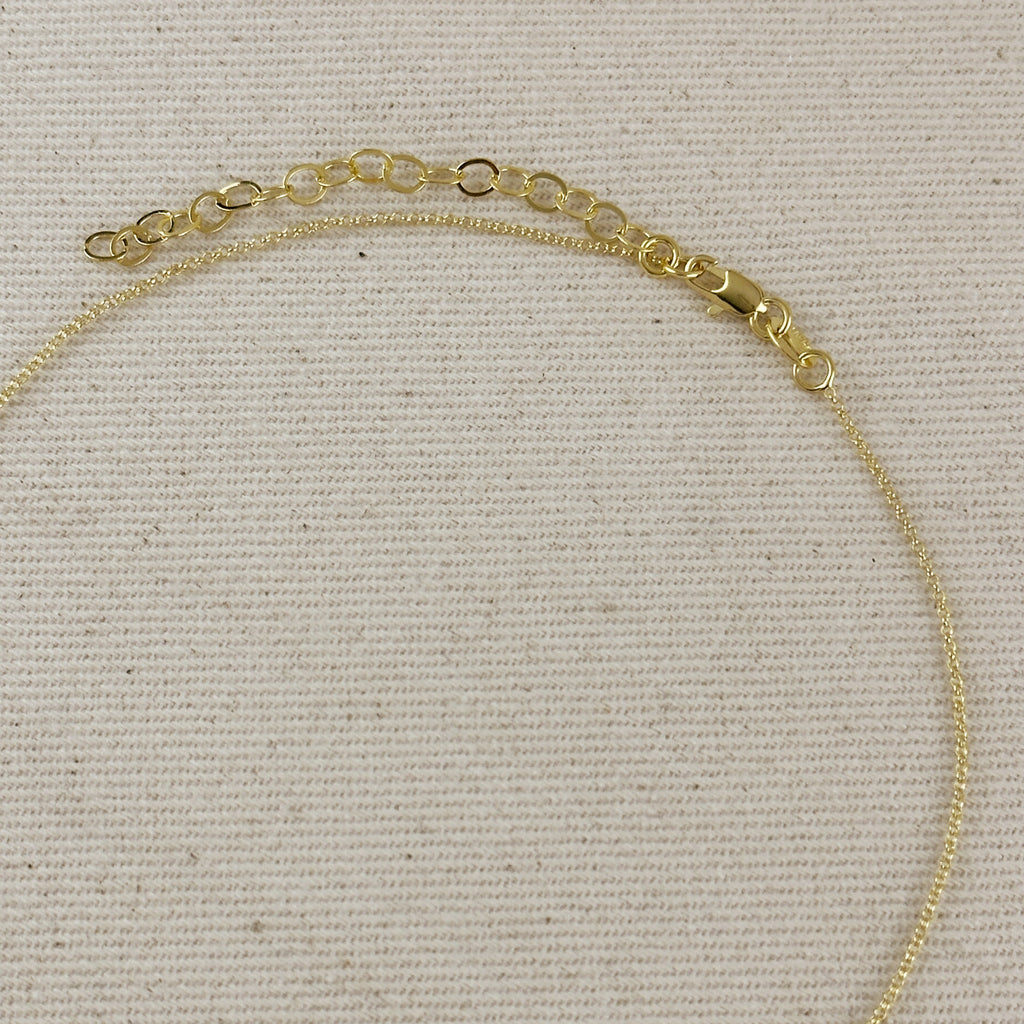 18k Gold Filled Flower Plaque Necklace