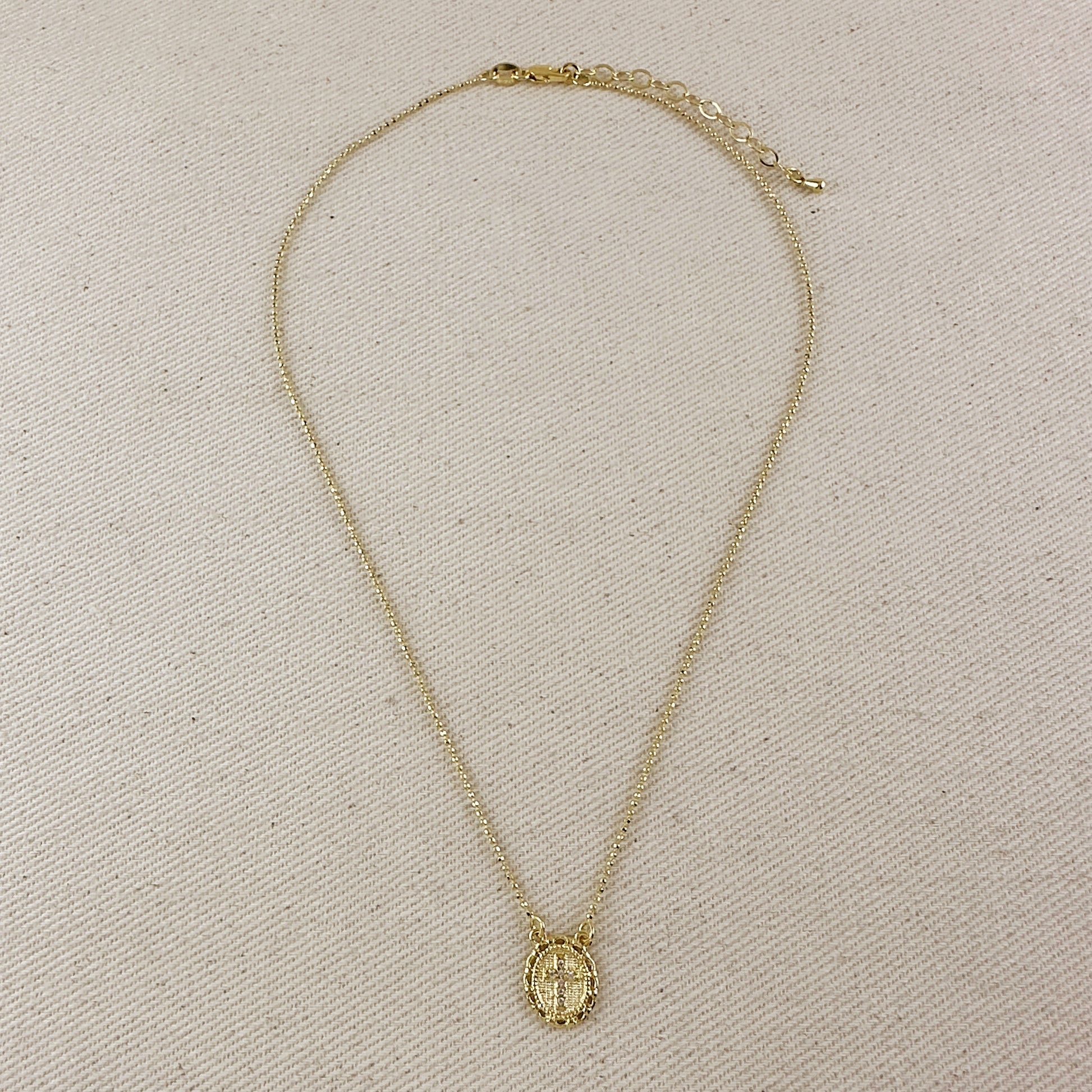 18k Gold Filled Cross Plate Scapular Necklace