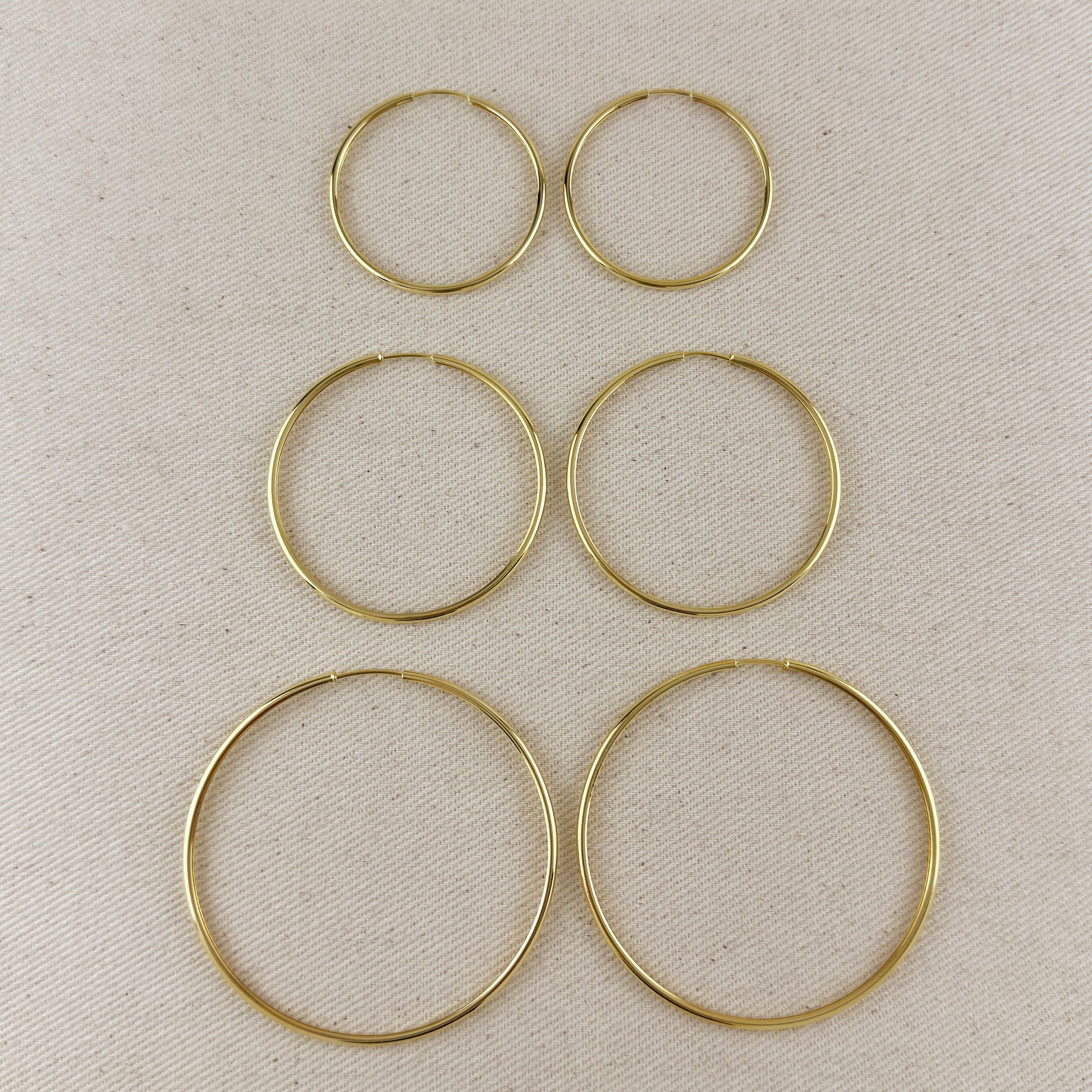 18k Gold Filled Hollowed Endless Continuous Hoop Earrings