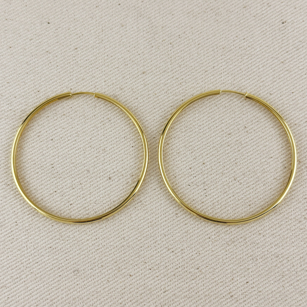 18k Gold Filled Hollowed Endless Continuous Hoop Earrings