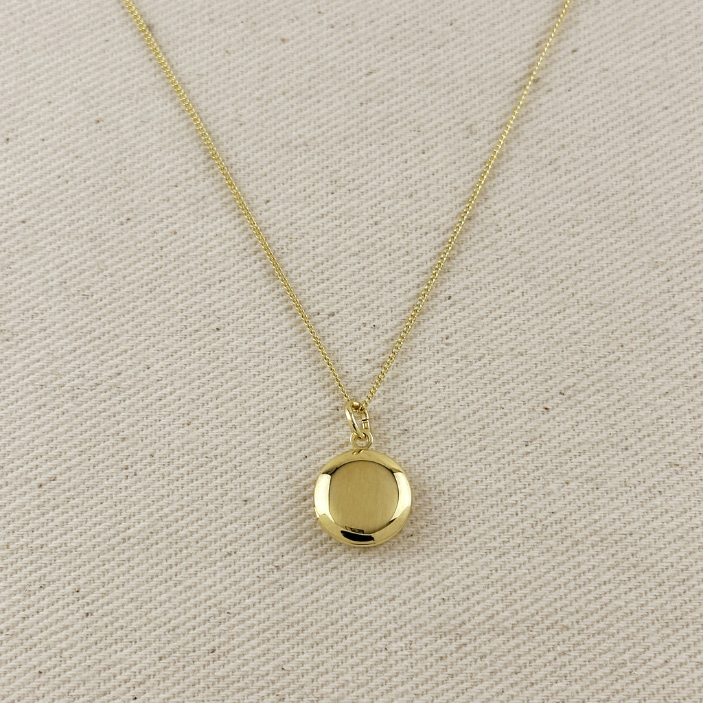 18k Gold Filled Round Locket Necklace