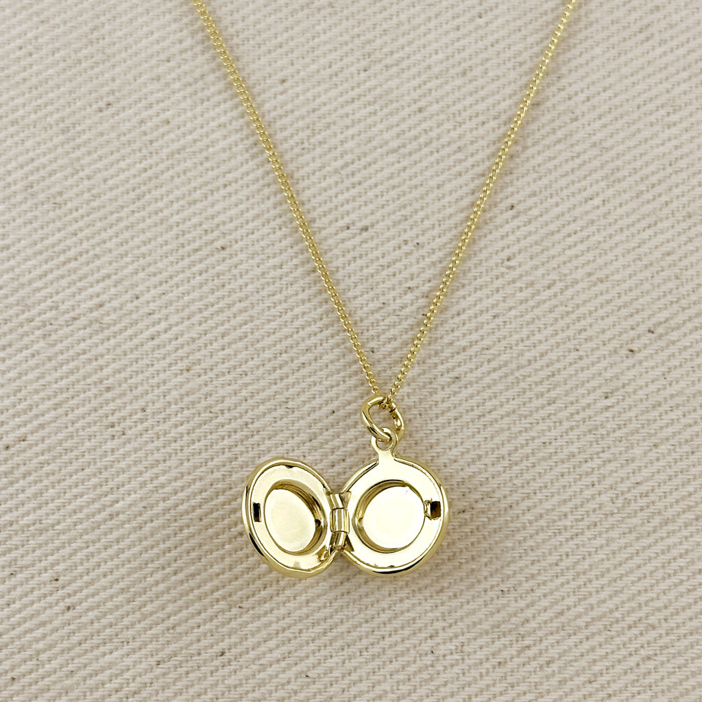 18k Gold Filled Round Locket Necklace