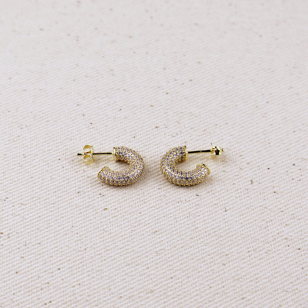 Iced Out C Hoop Earrings with Micro CZ Stones