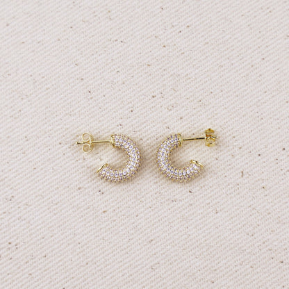 Iced Out C Hoop Earrings with Micro CZ Stones