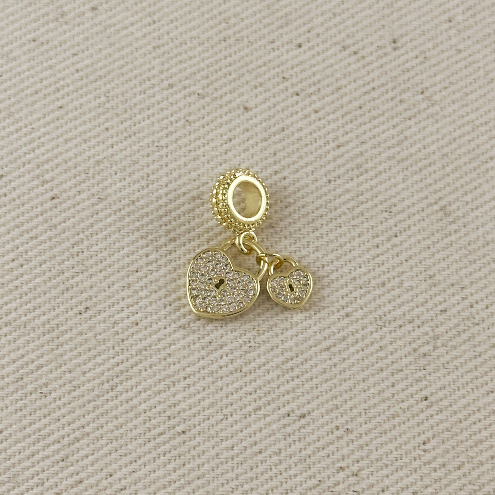 18k Gold Filled Double Heart CZ Charm