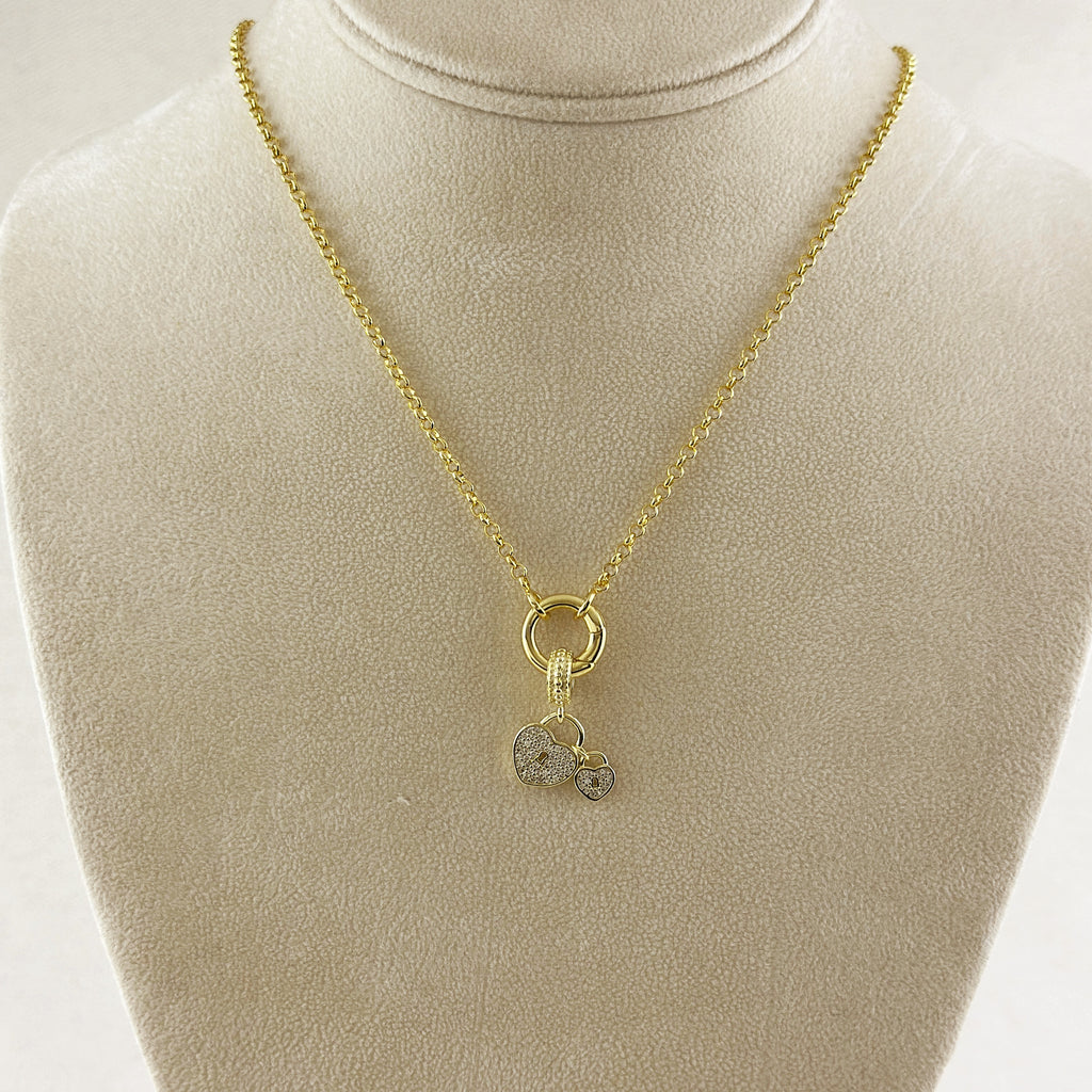 18k Gold Filled Double Heart CZ Charm