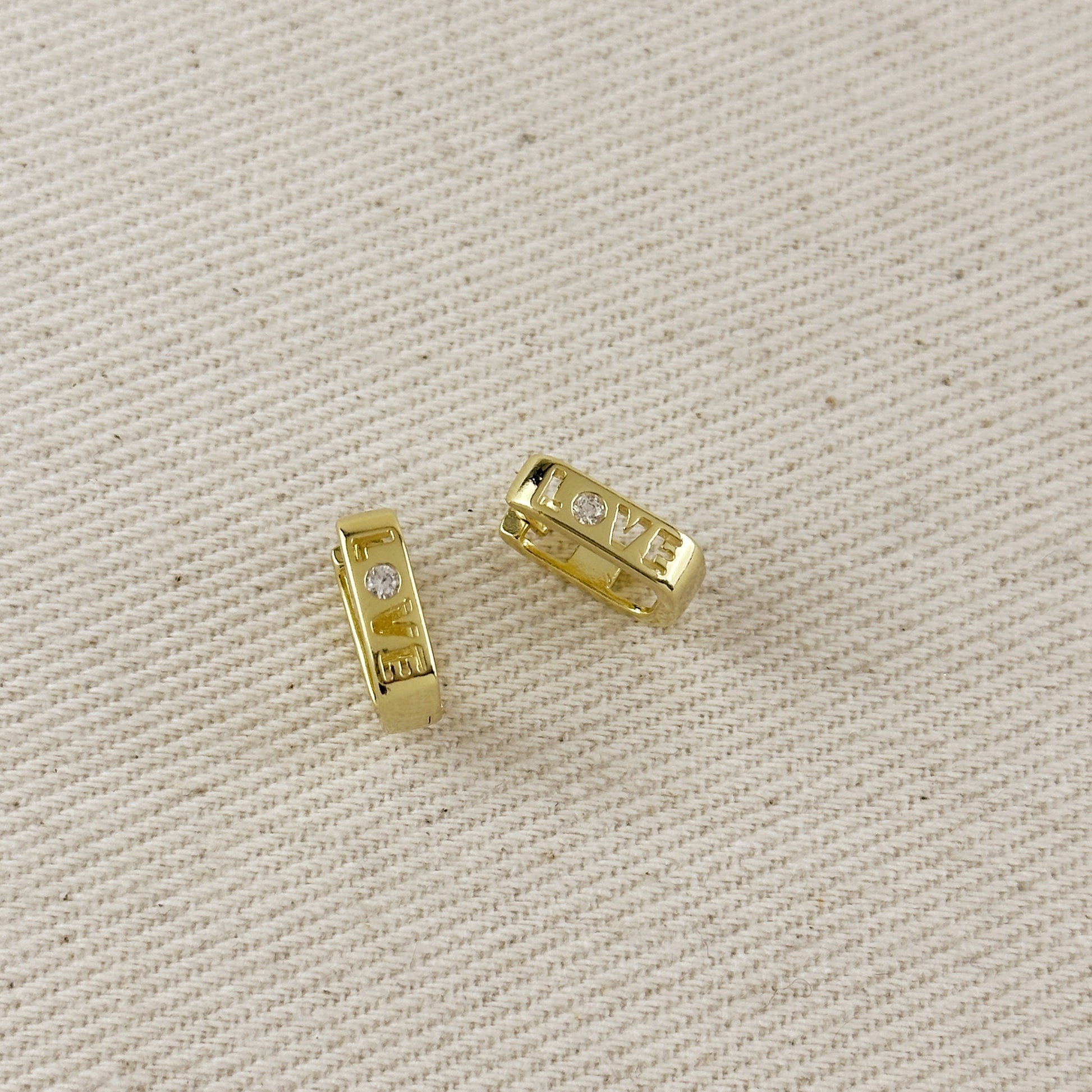 18k Gold Filled Love CZ Hoop Earrings