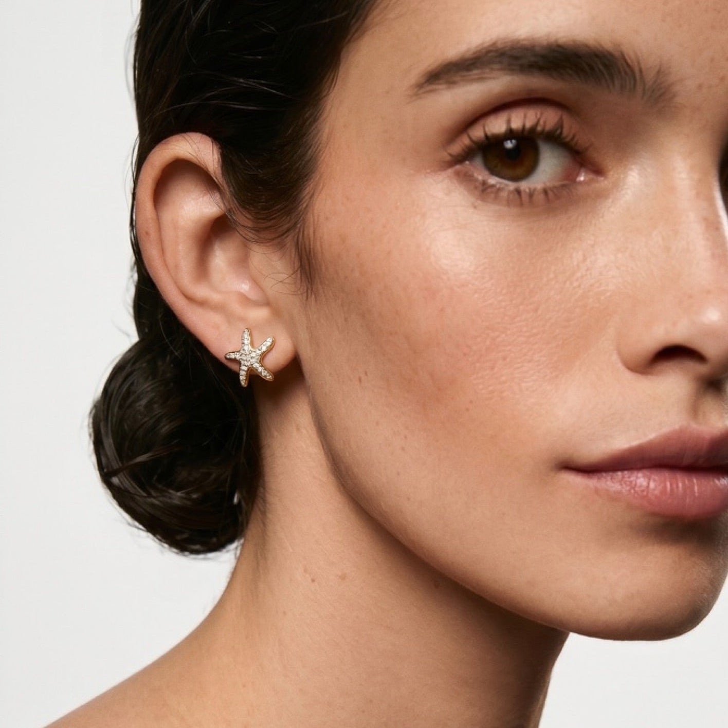 18k Gold Filled CZ Sea Star Stud Earrings