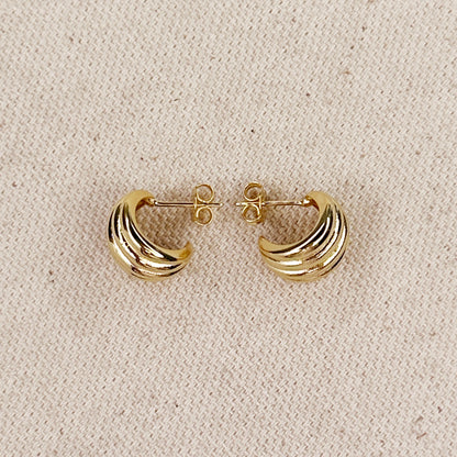 Rounded Ridged C-Hoop Earrings