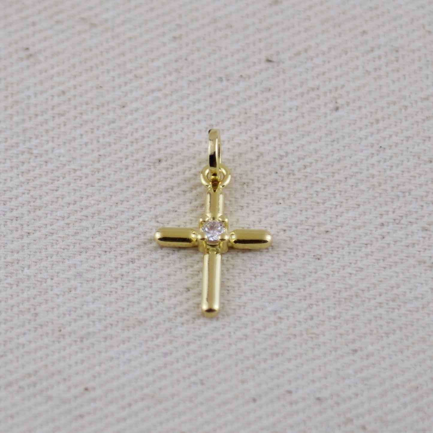18k Gold Filled Polished Cross With CZ Detail Pendant