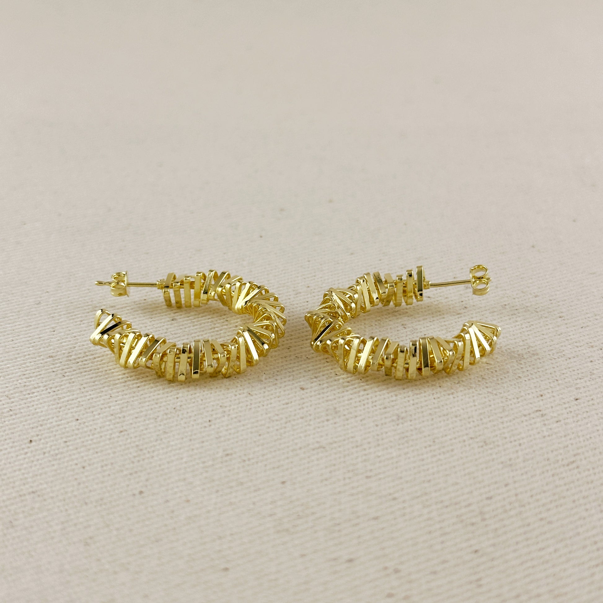 18k Gold Filled Twisted Shapes C-Hoop Earrings