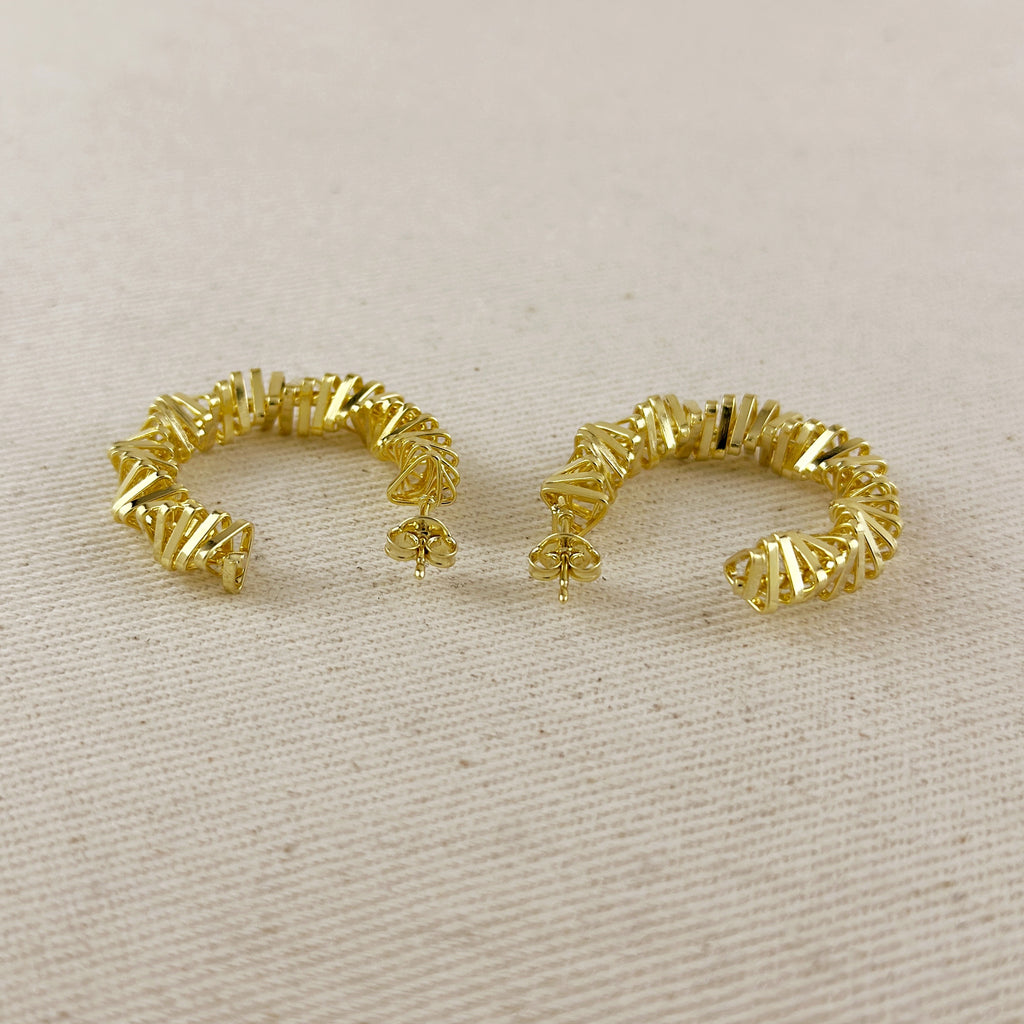 18k Gold Filled Twisted Shapes C-Hoop Earrings