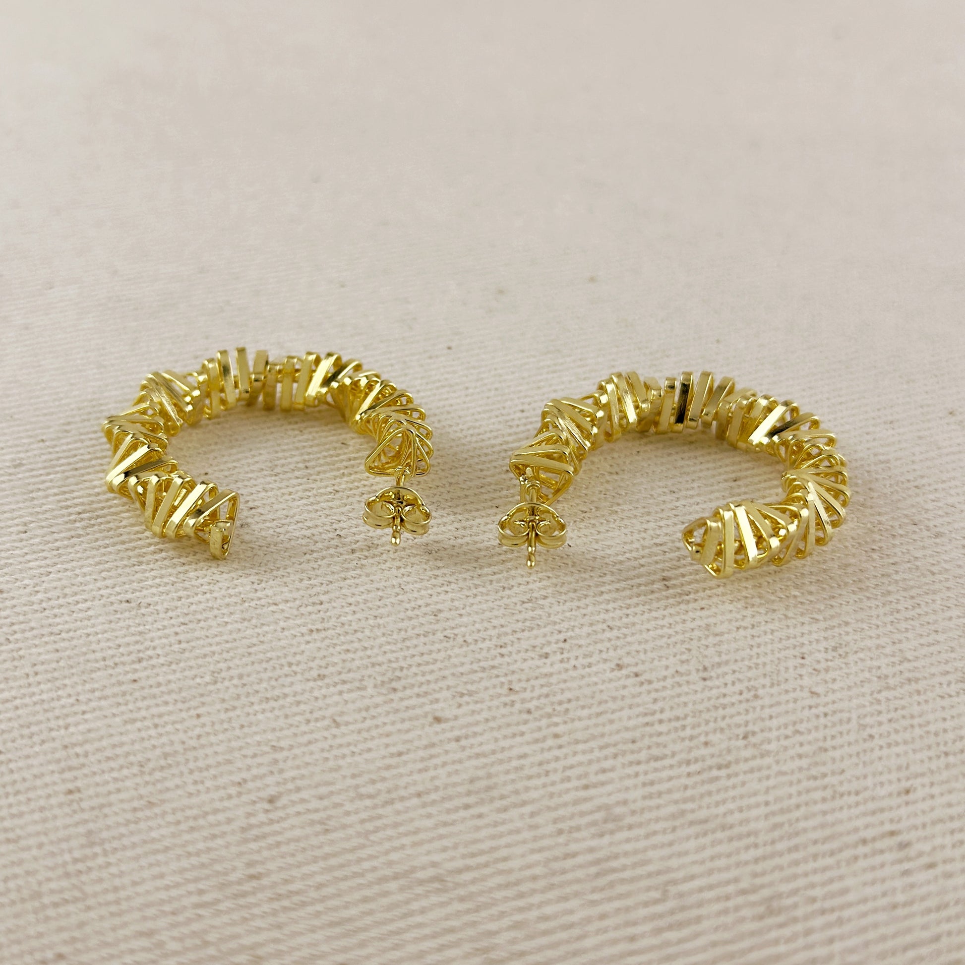 18k Gold Filled Twisted Shapes C-Hoop Earrings