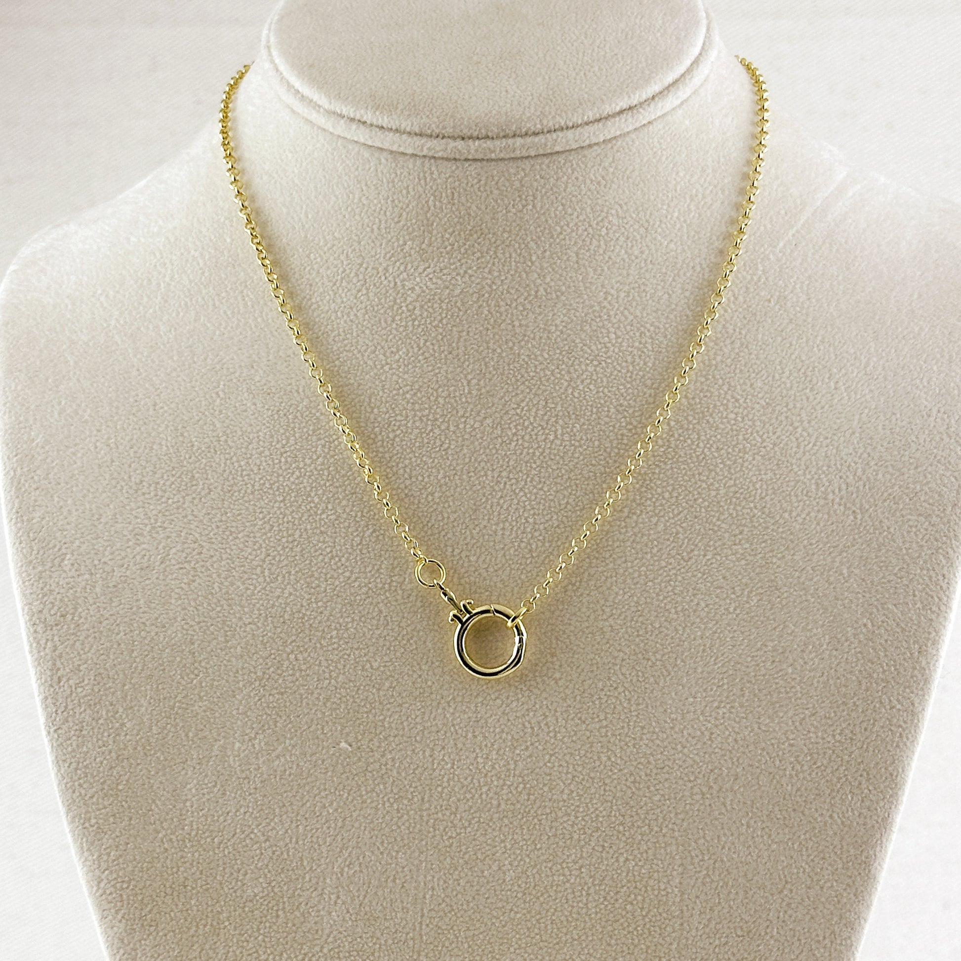 18k Gold Filled Rolo Chain With Round Clicker Clasp Necklace