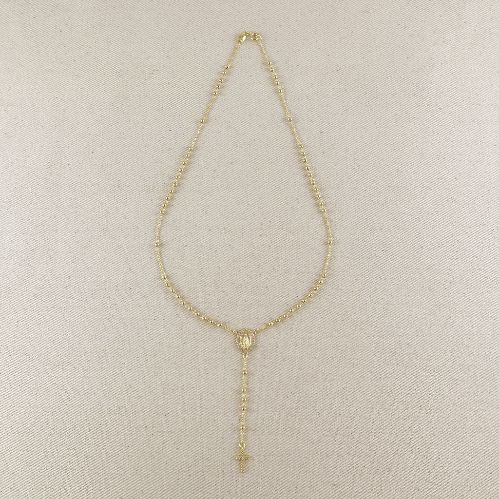 18k Gold Filled CZ Lady of Grace Rosary Necklace