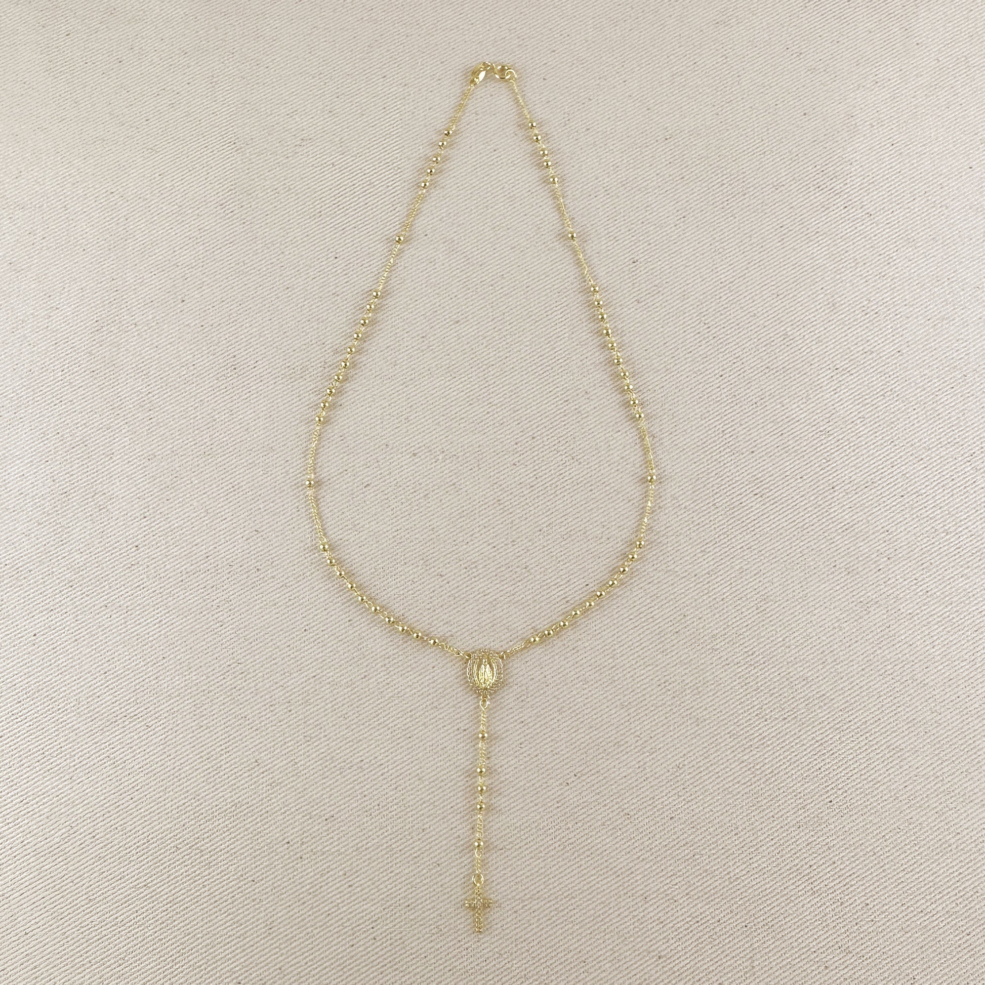 18k Gold Filled CZ Lady of Grace Rosary Necklace